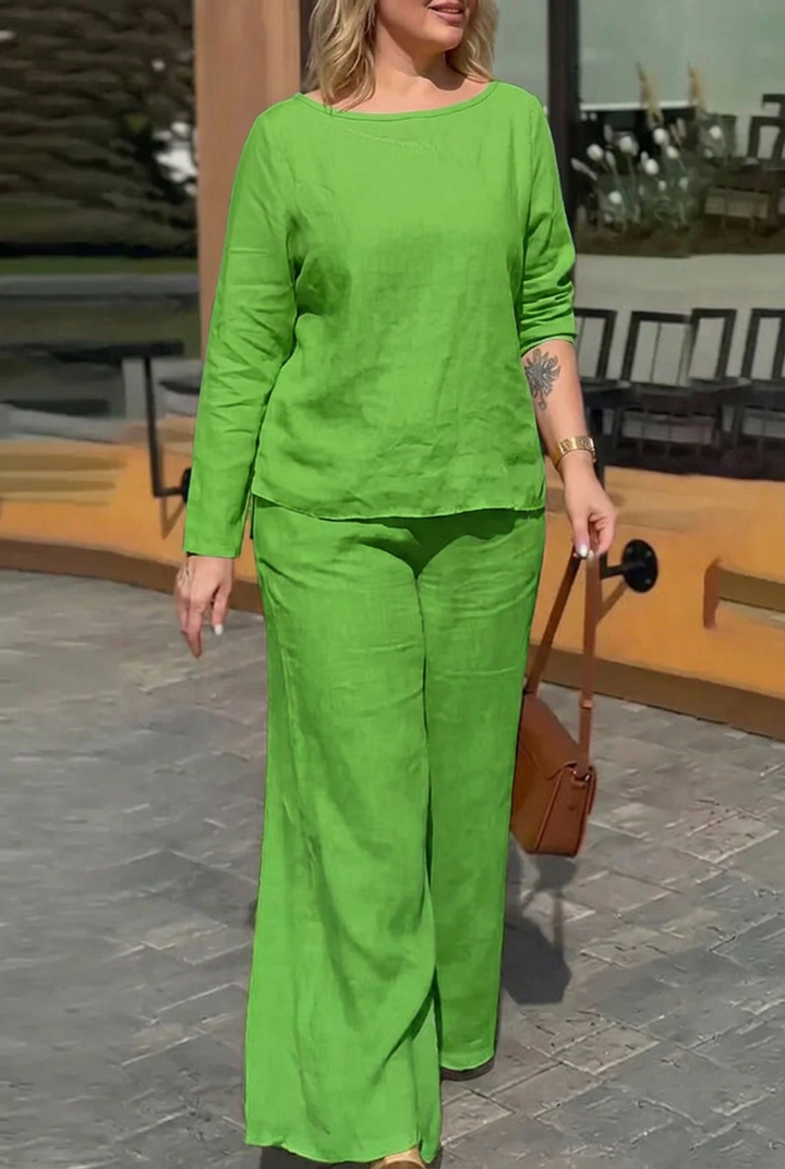 Saoirse - Dames Ronde Hals Lange Mouwen Broek Set