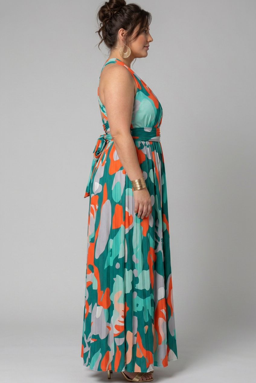 Saskia | Mouwloze Maxi-jurk met Abstracte Print