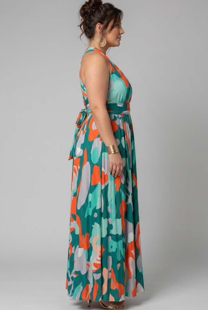 Saskia | Mouwloze Maxi-jurk met Abstracte Print
