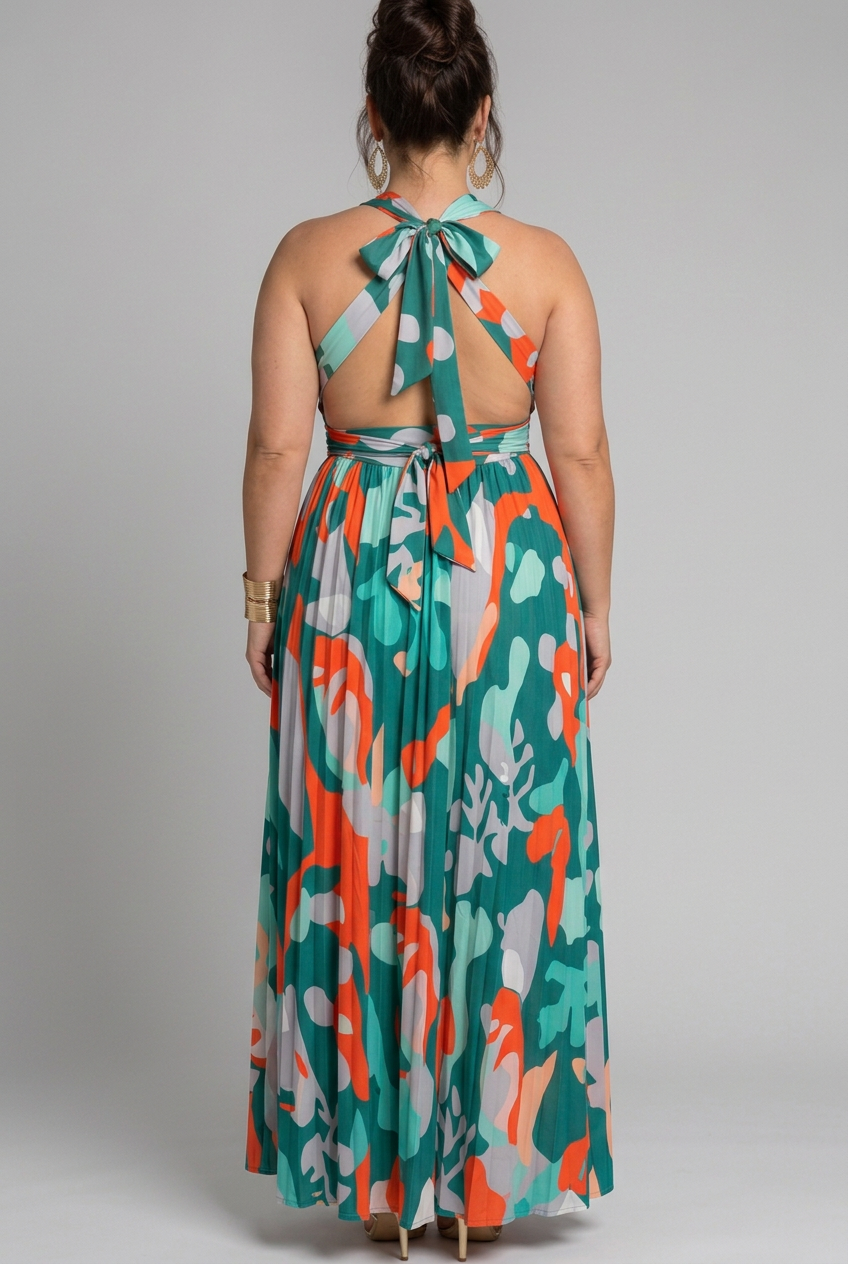 Saskia | Mouwloze Maxi-jurk met Abstracte Print