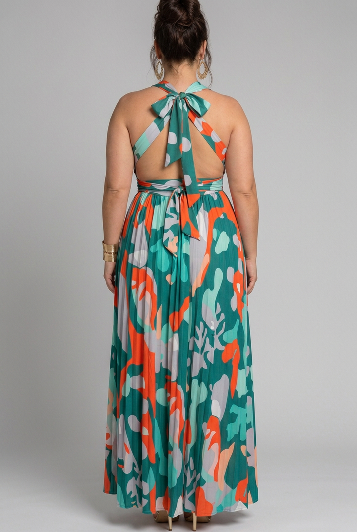 Saskia | Mouwloze Maxi-jurk met Abstracte Print
