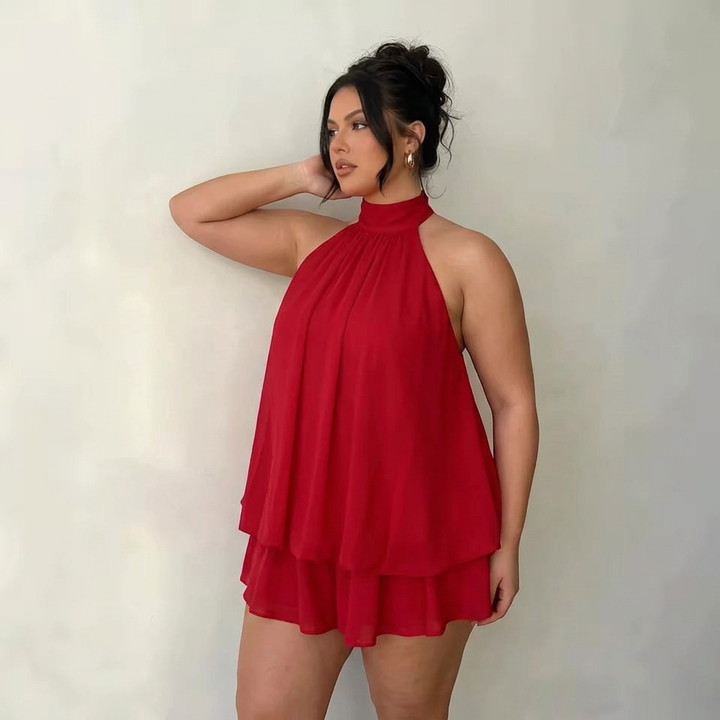 Estelle – Rugloze Rimpel Mini Jurk