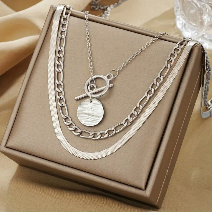Anouk Textured Coin Gelaagde Ketting | Goud