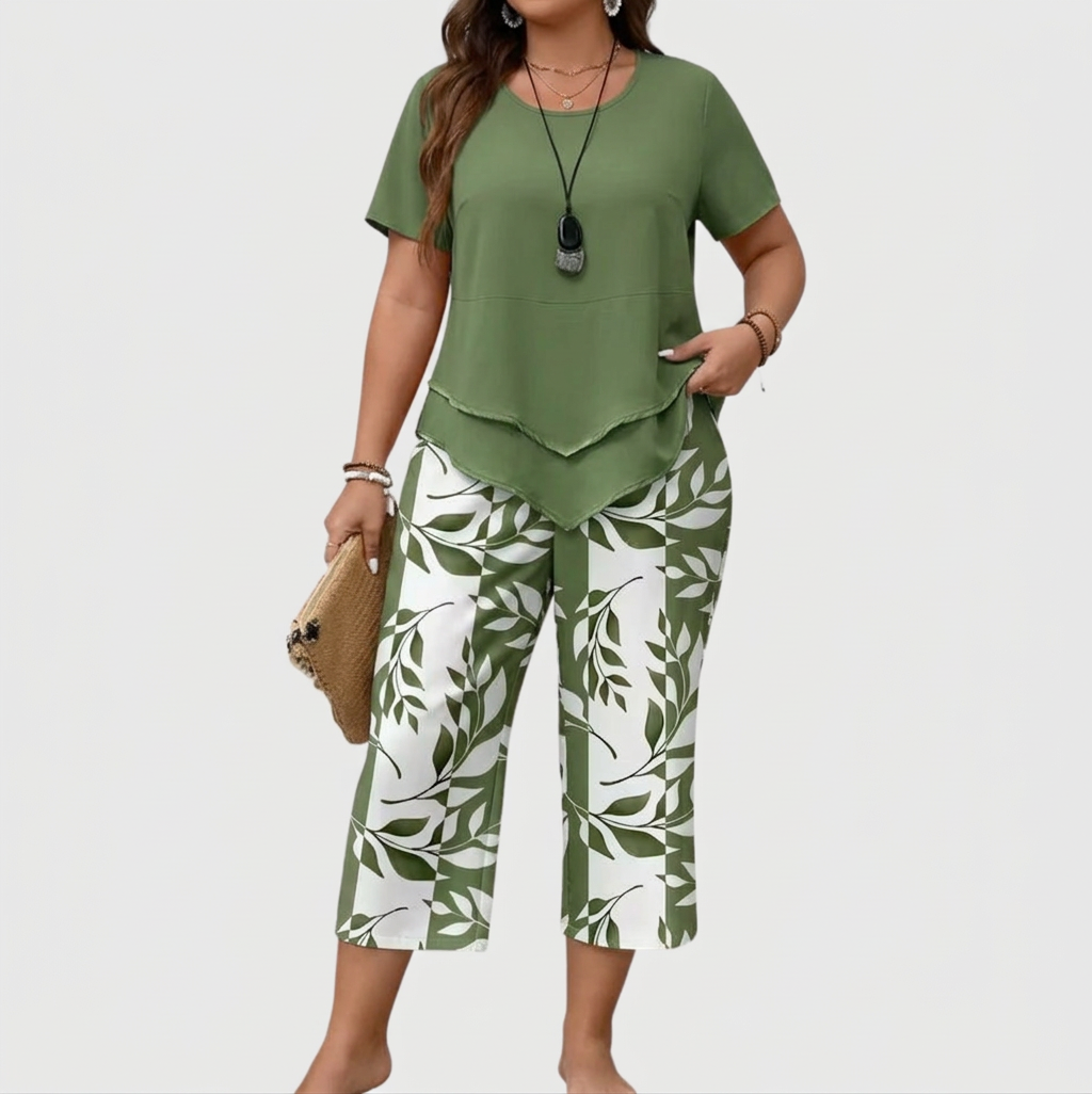 Cosima | Casual Bladprint Twee-delig Set