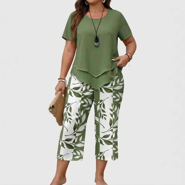 Cosima | Casual Bladprint Twee-delig Set