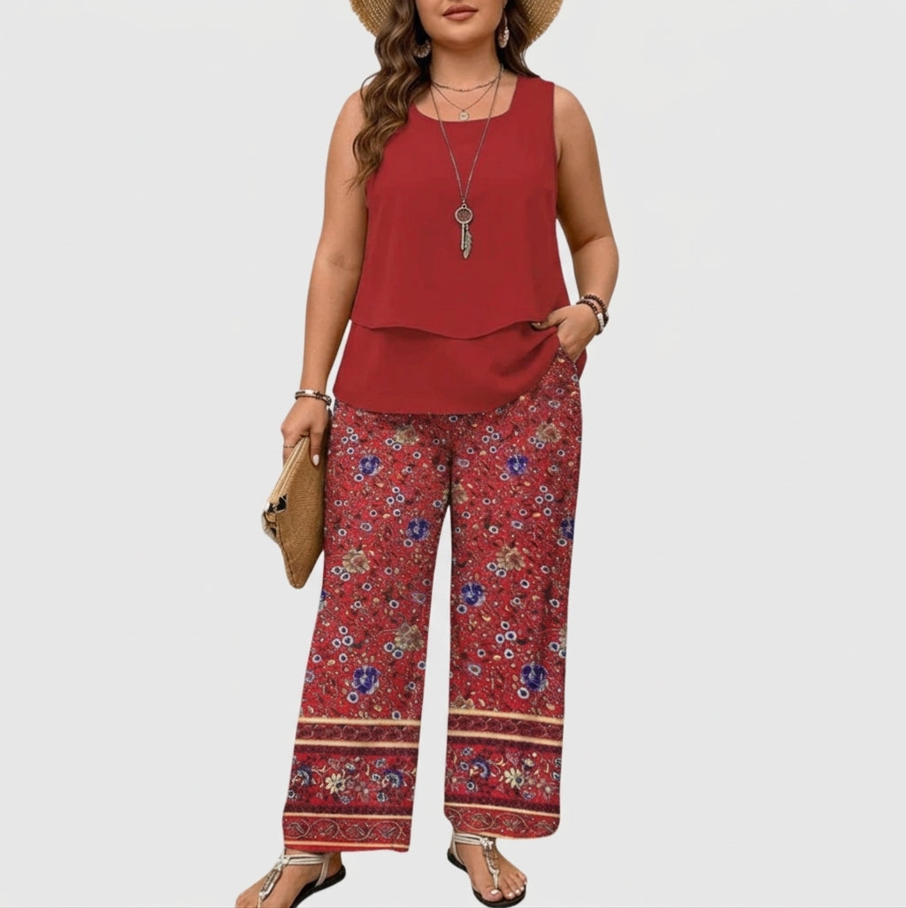 Ysolde | Mouwloze Top en Brede-Pantalon Set