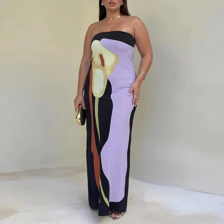 Zinnia - Abstract Strapless Maxi Dress