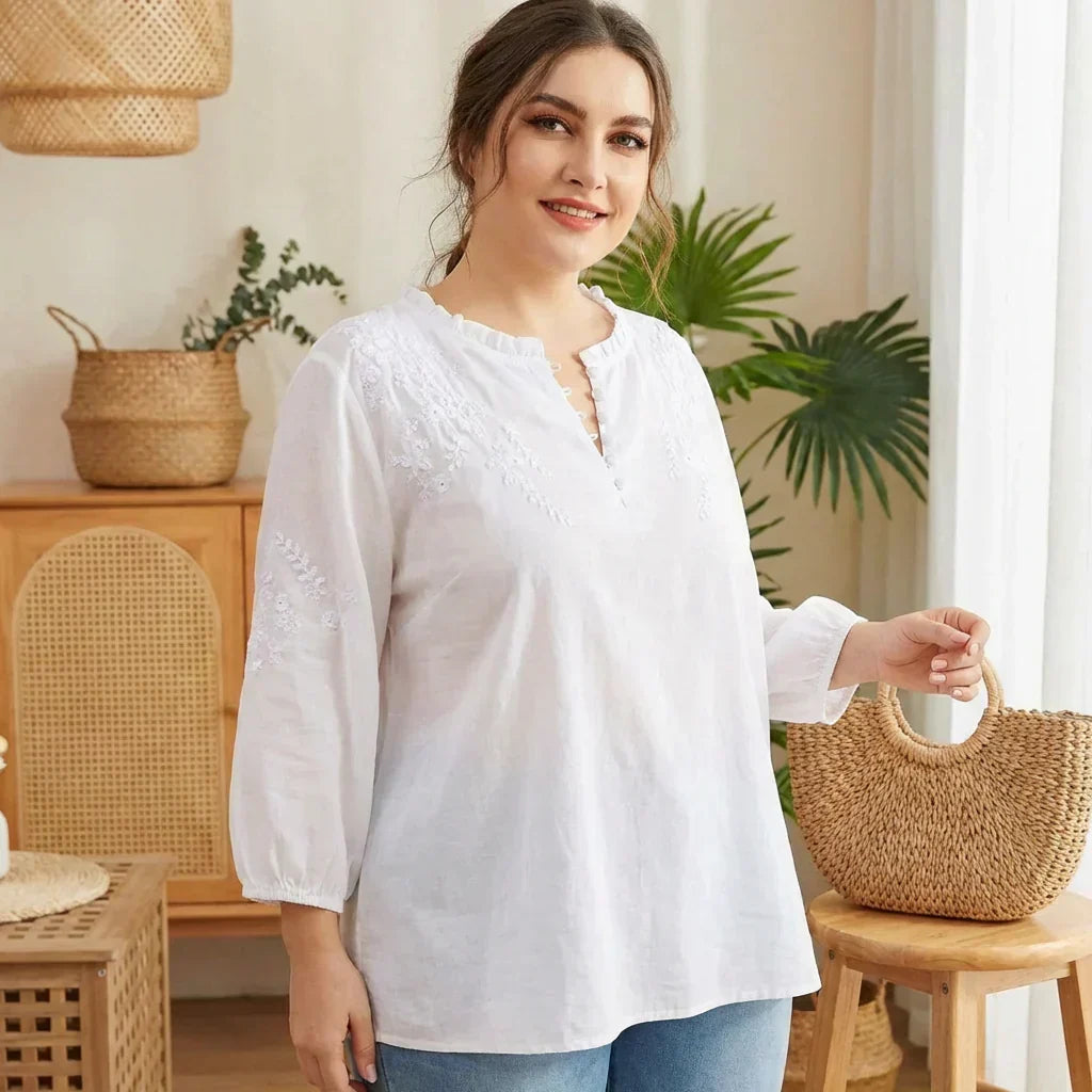 Amaya | Bloemen Blouse met Knopen