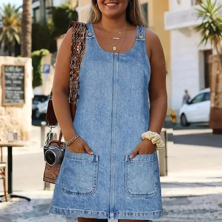 Delia | Ontspannen Denim-Look Jurk