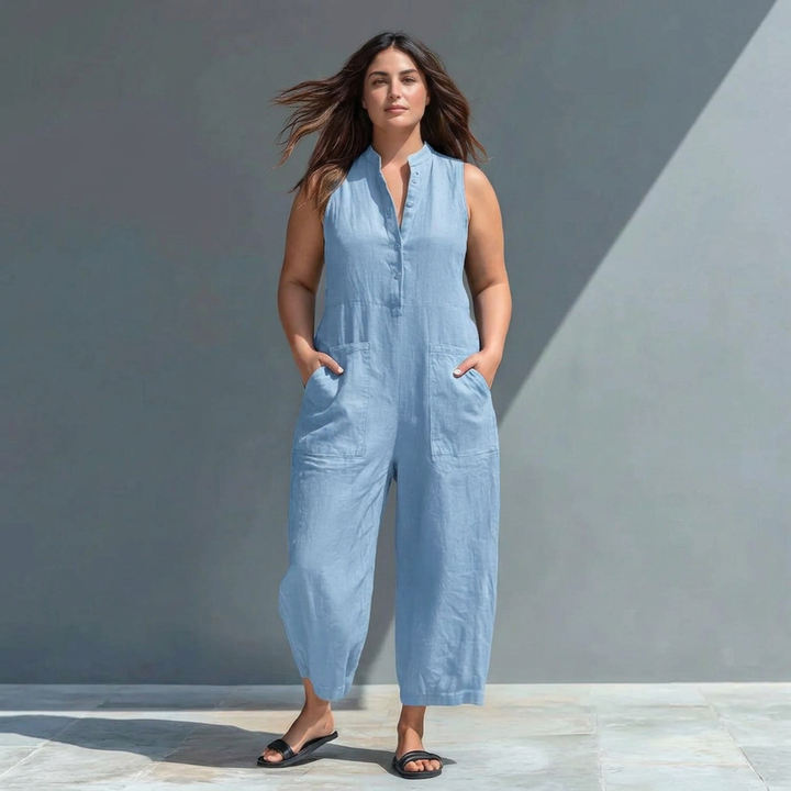 Signy - Kraag Jumpsuit van Linnenmix