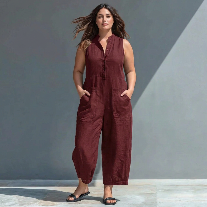 Signy - Kraag Jumpsuit van Linnenmix