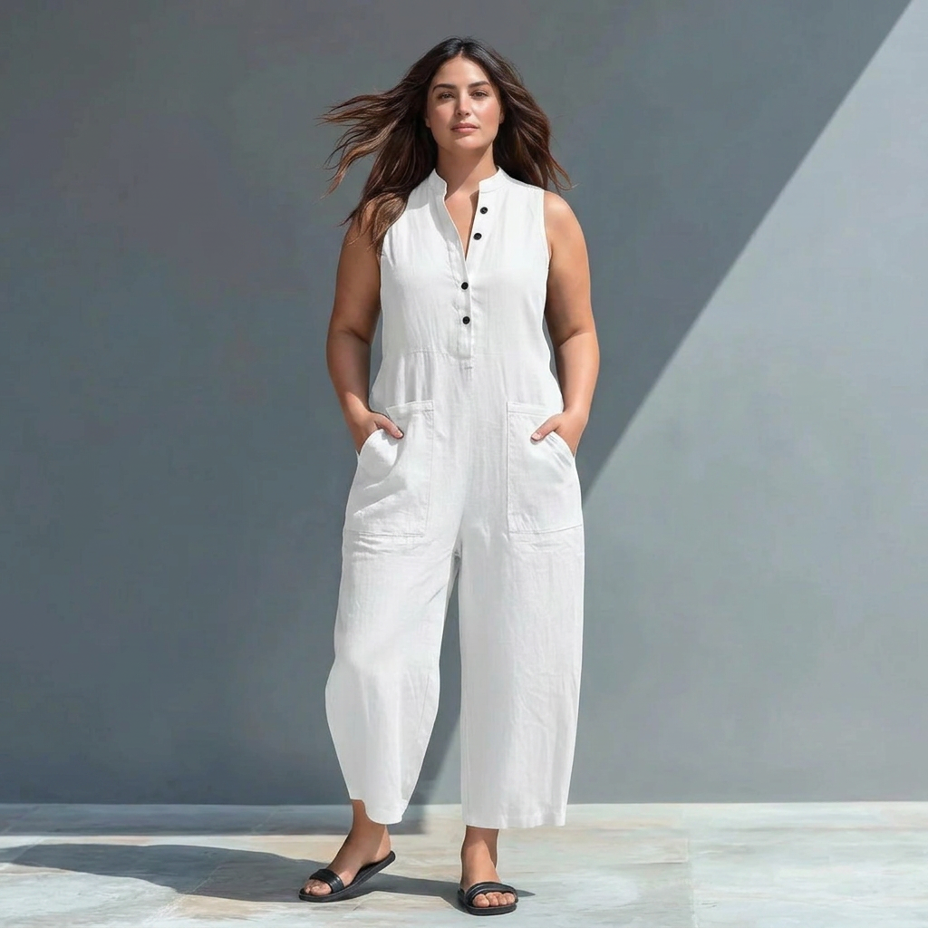 Signy - Kraag Jumpsuit van Linnenmix