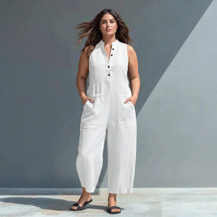 Signy - Kraag Jumpsuit van Linnenmix