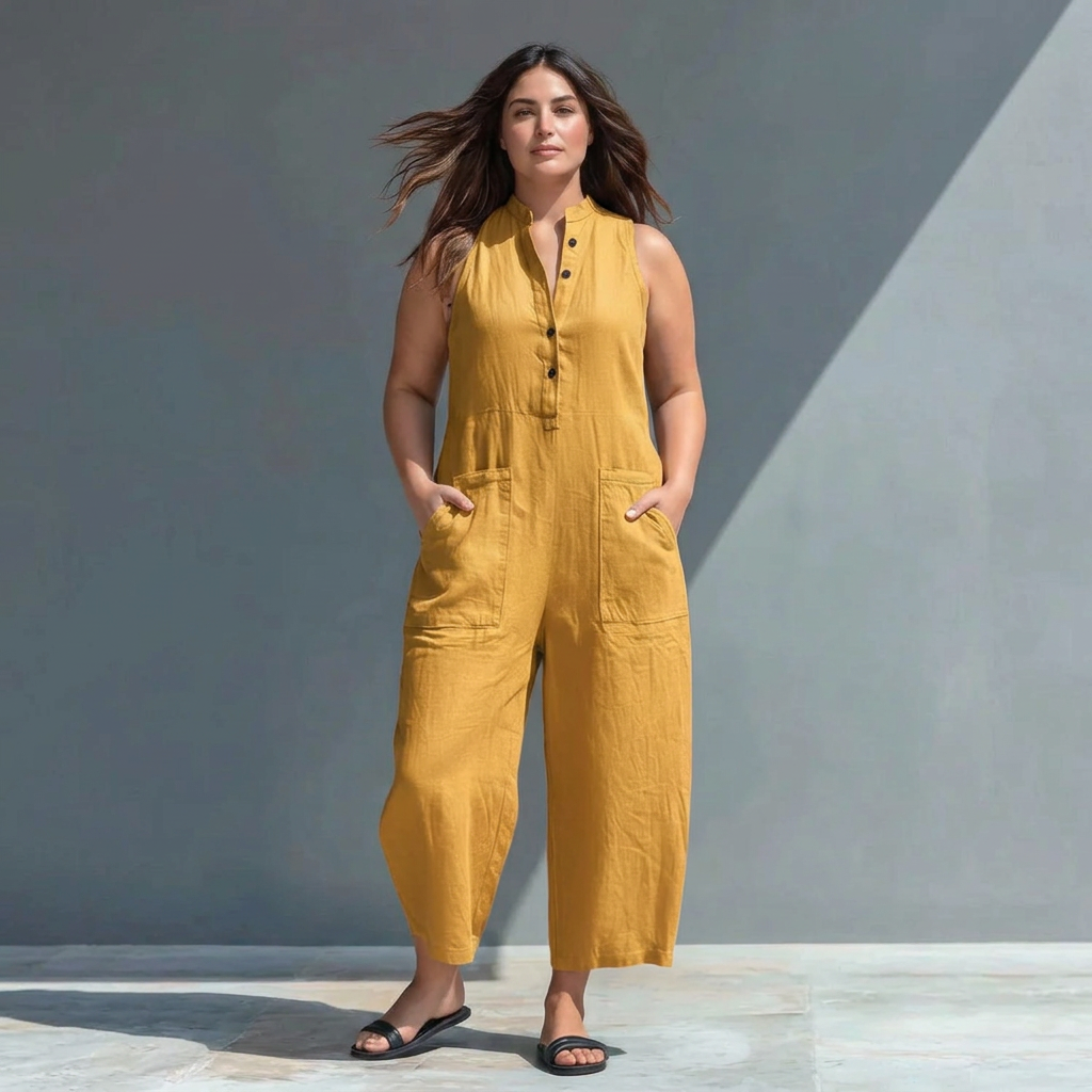 Signy - Kraag Jumpsuit van Linnenmix