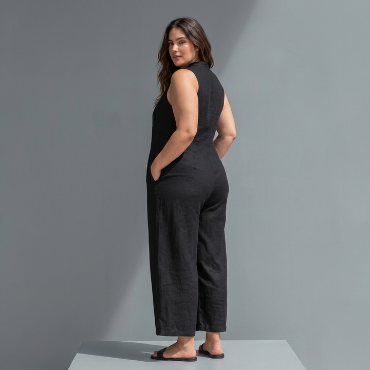 Signy - Kraag Jumpsuit van Linnenmix