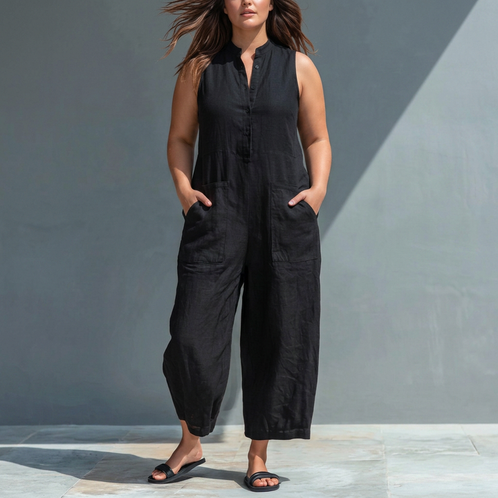 Signy - Kraag Jumpsuit van Linnenmix