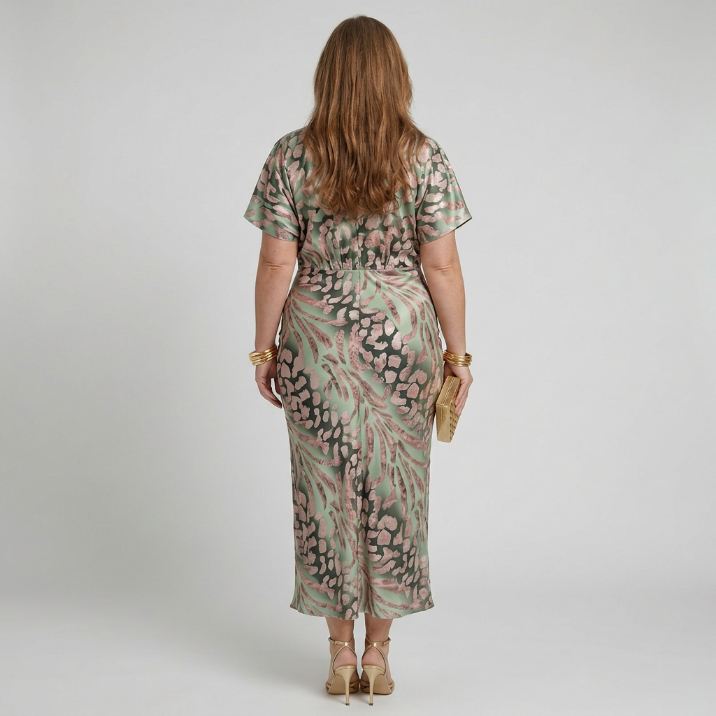 Stella &amp; Grace™ | Abstracte Print V-hals Twist Taille Midi Jurk
