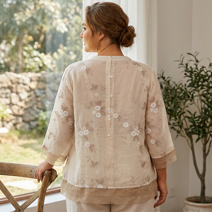 Noa - Pure Katoenen Geborduurd Shirt