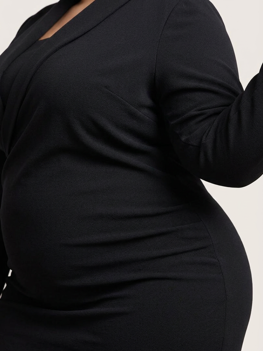 Amina | Asymmetrische Midi-jurk met Mantel Mouwen en Gedefinieerde Taille