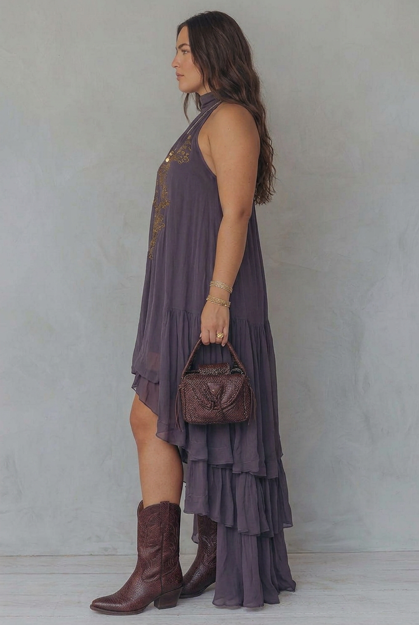 Ula | Geborduurde Maxi Jurk