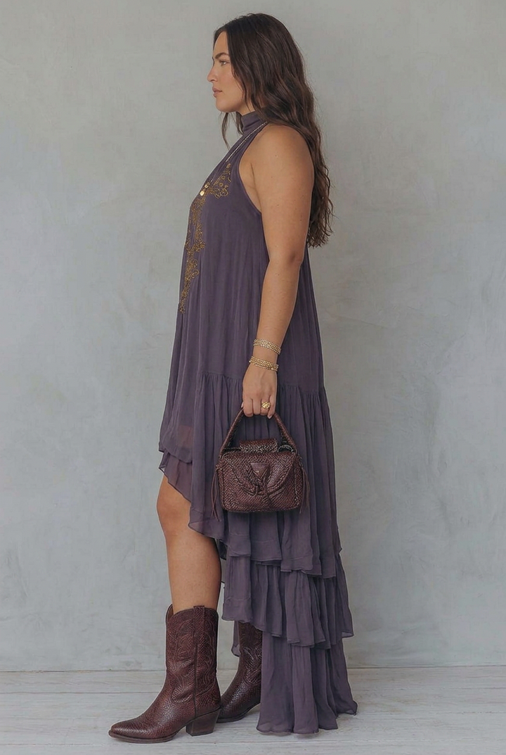 Ula | Geborduurde Maxi Jurk
