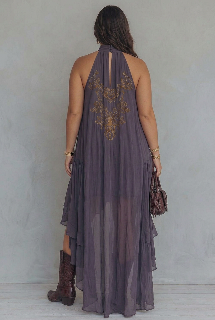 Ula | Geborduurde Maxi Jurk