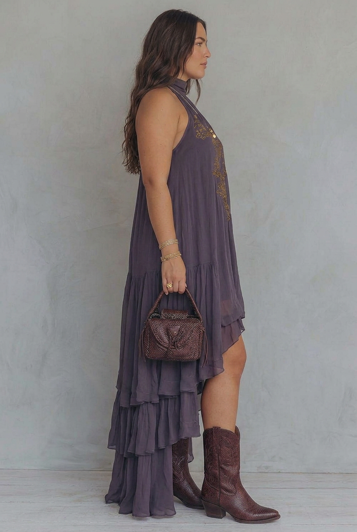 Ula | Geborduurde Maxi Jurk