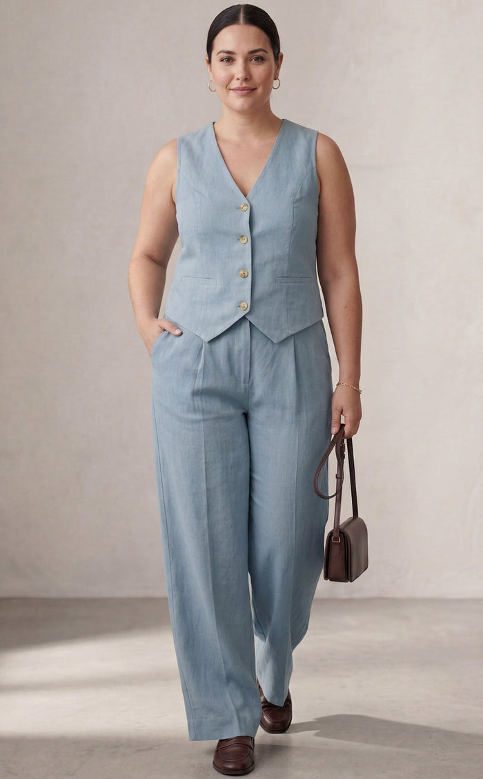 Seraphina – Co-ord Set Elegante Twee-delige Set Met Vest & Broek Met Wijde Pijpen