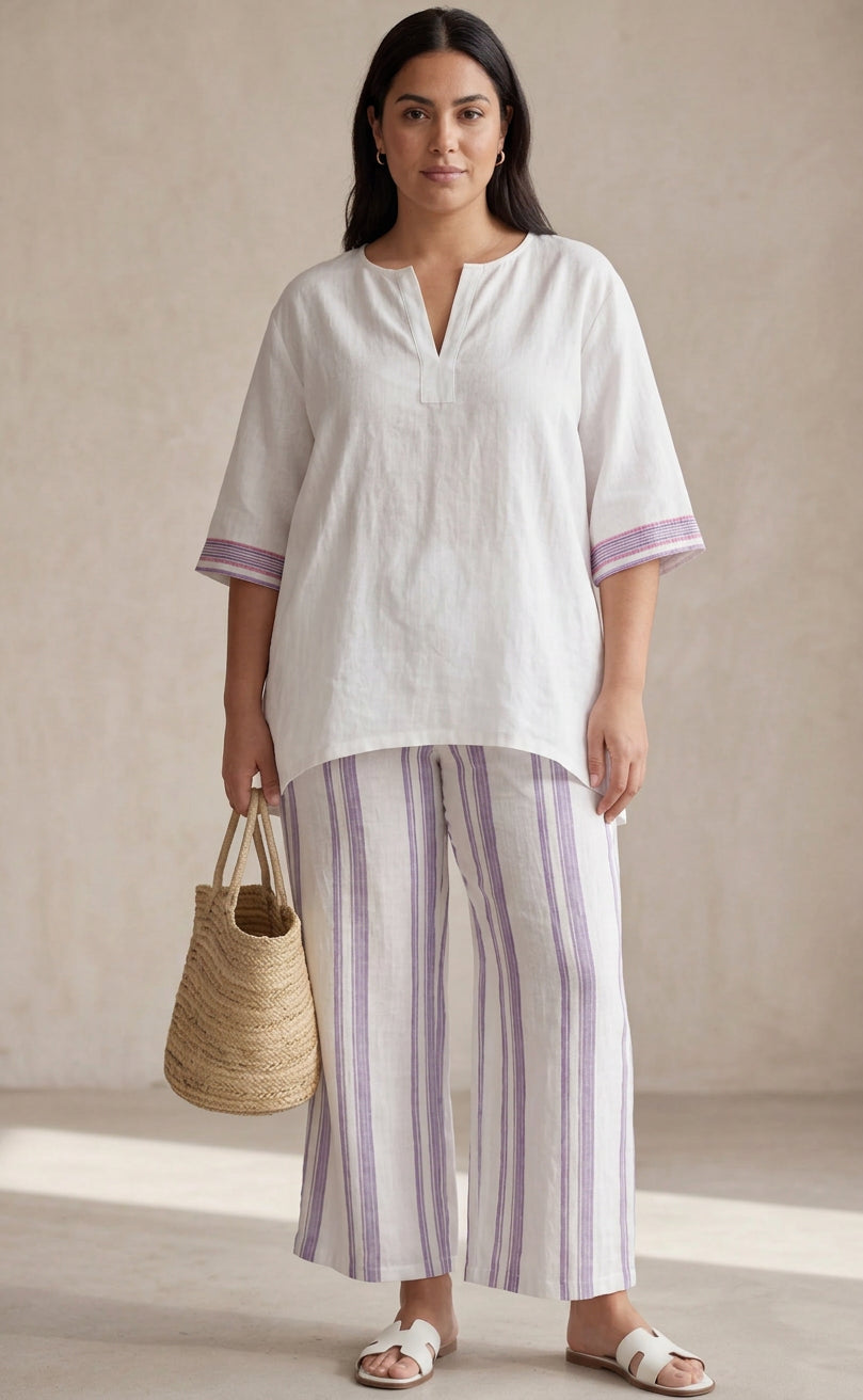 Anouk — T-Shirt Comfortabel &amp; Broek Bamboe Gestreept