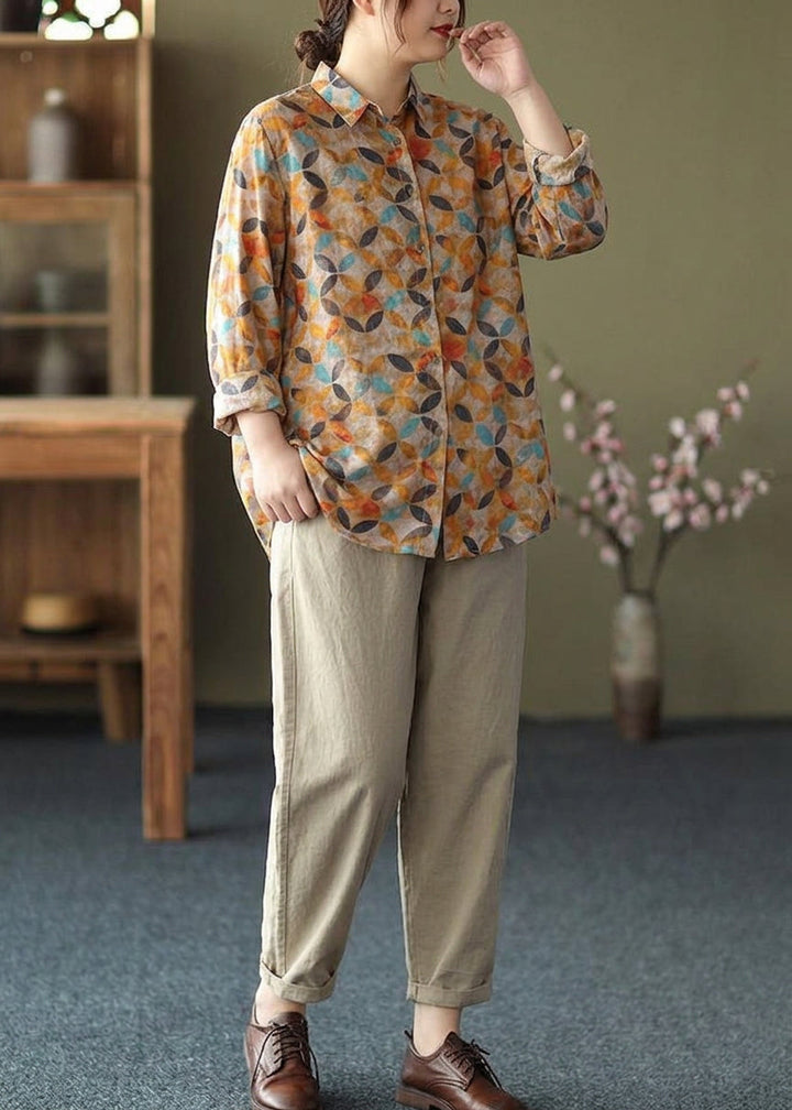 Liora - Lente Tuniek Patroon Fotografie Rode Print Blouse