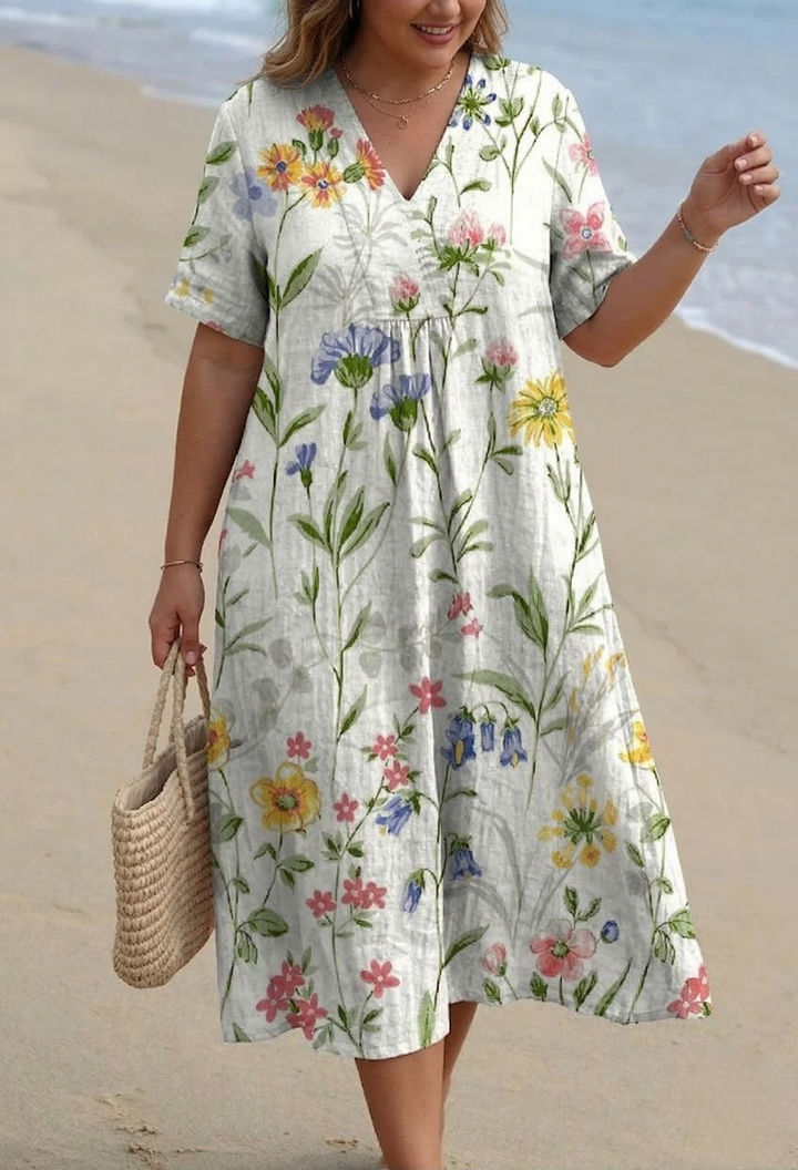Dames Vintage Bloemen Casual Vloeiende Jurk
