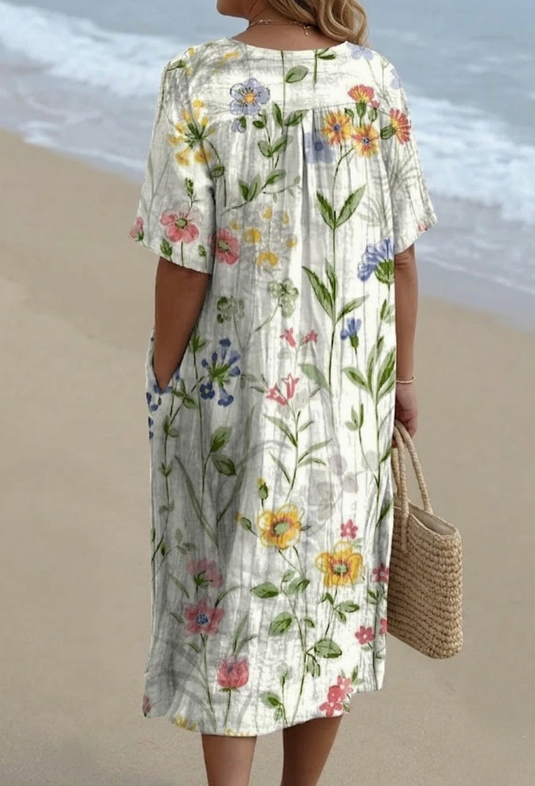 Dames Vintage Bloemen Casual Vloeiende Jurk
