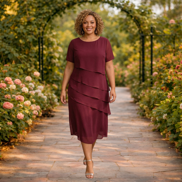 Alma | Gelaagde Chiffon Midi Jurk
