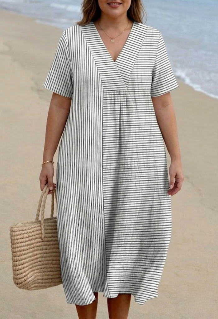 Thea - Vintage Gestreepte Jurk