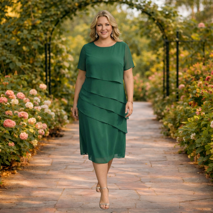 Alma | Gelaagde Chiffon Midi Jurk