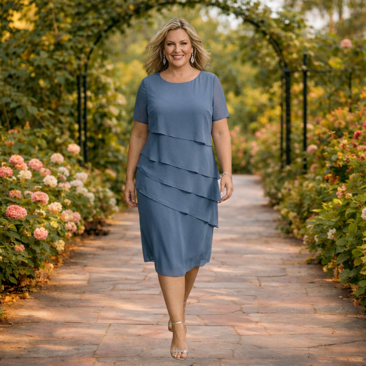 Alma | Gelaagde Chiffon Midi Jurk