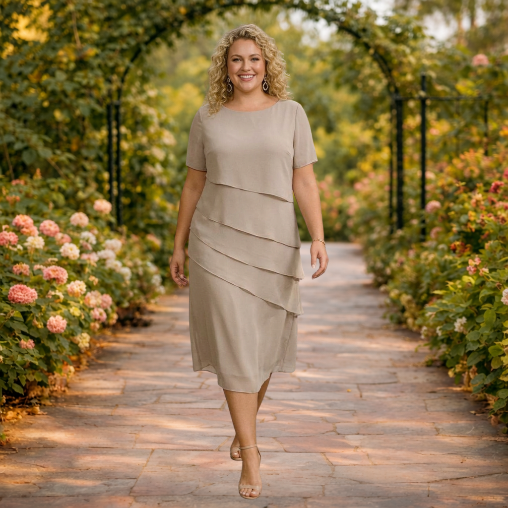 Alma | Gelaagde Chiffon Midi Jurk