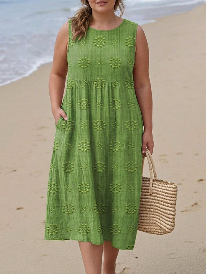 Astrid Geborduurde Midi Jurk