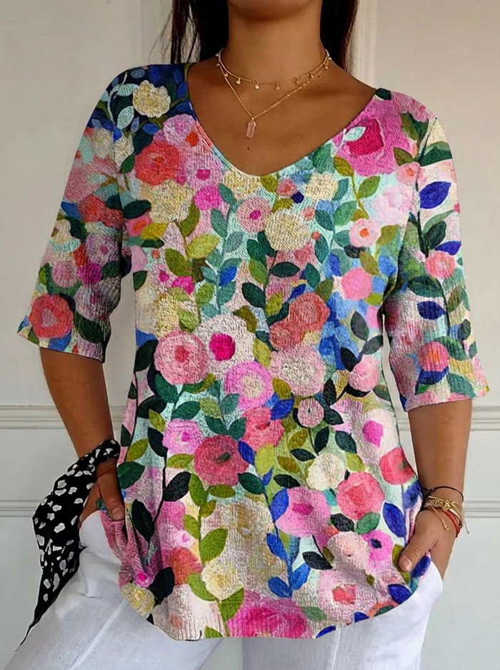 Juniper Spring Floral Garden Gedrukte Dames Casual Pullover Trui