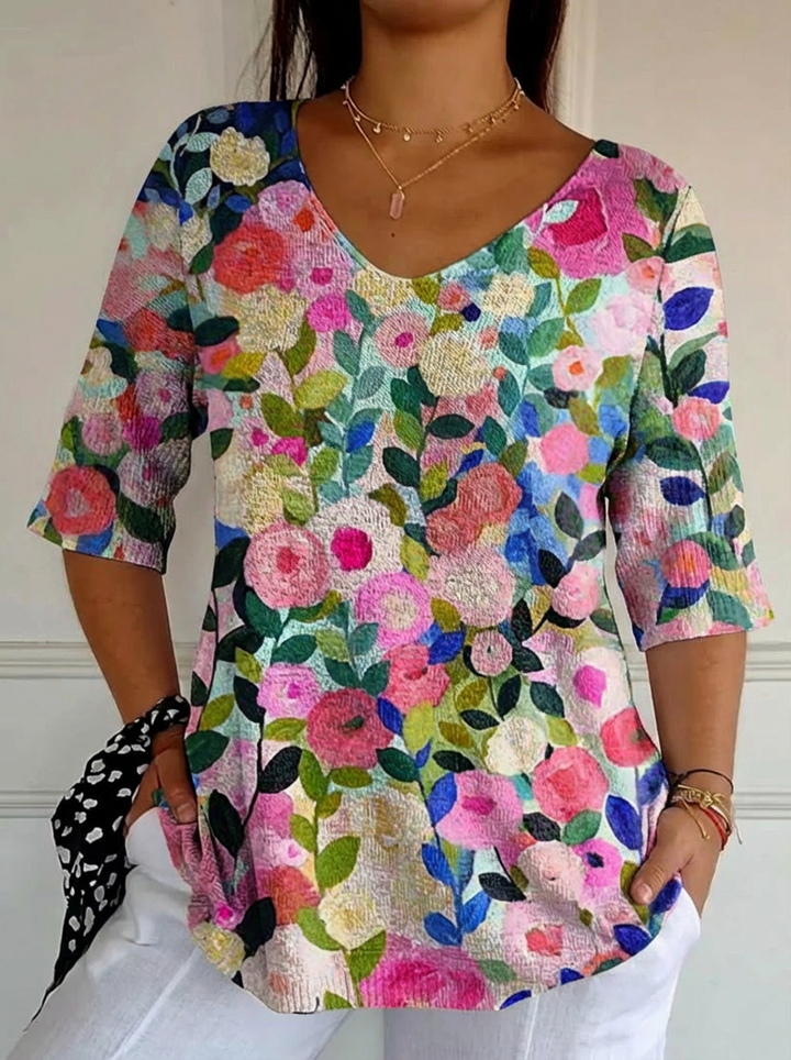 Juniper Spring Floral Garden Gedrukte Dames Casual Pullover Trui