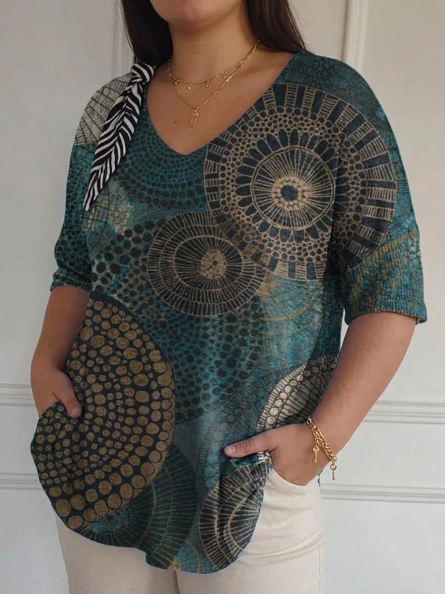 Vrouwen Vintage Cirkel Totem Abstracte Geometrie Casual Pullover Brei