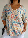 Dames Vintage Etnische Bloemen Kunst Print Casual Pullover Brei