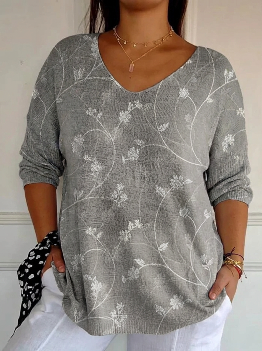 Dames Vintage Bloemen Kunst Casual Pullover Brei