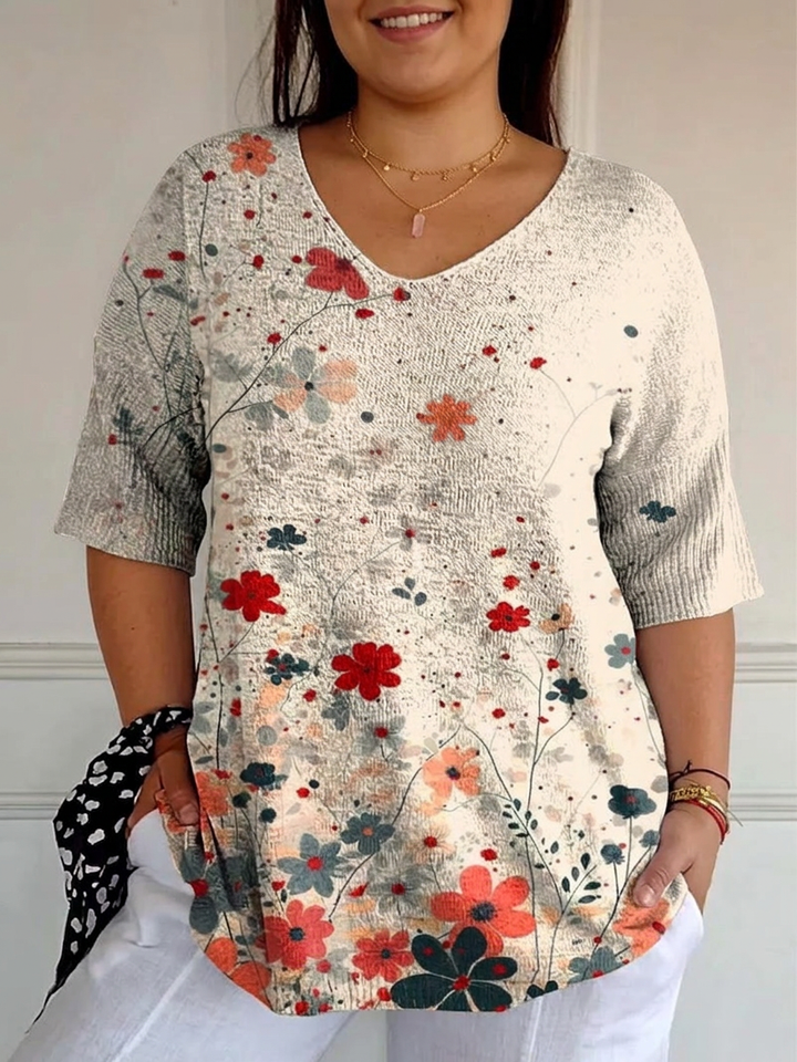 Dames Vintage Bloemenpatroon Kunstprint Casual Breipullover