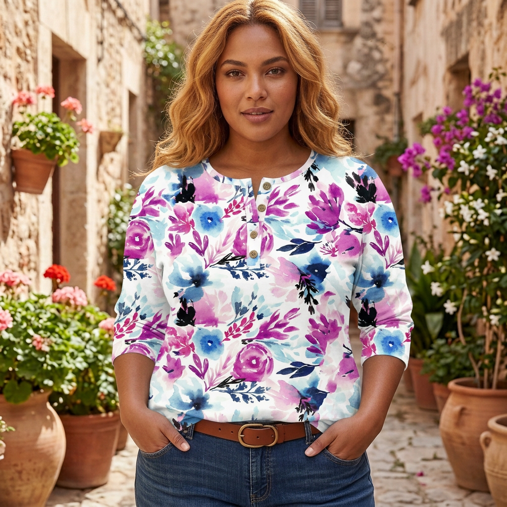 Clemence | Vintage Tuin Bloemenprint Dames Top