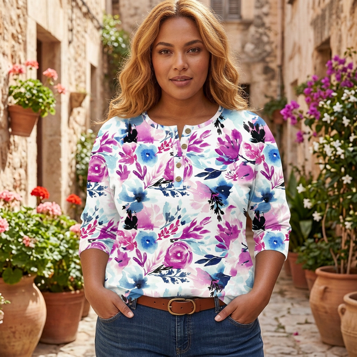 Clemence | Vintage Tuin Bloemenprint Dames Top