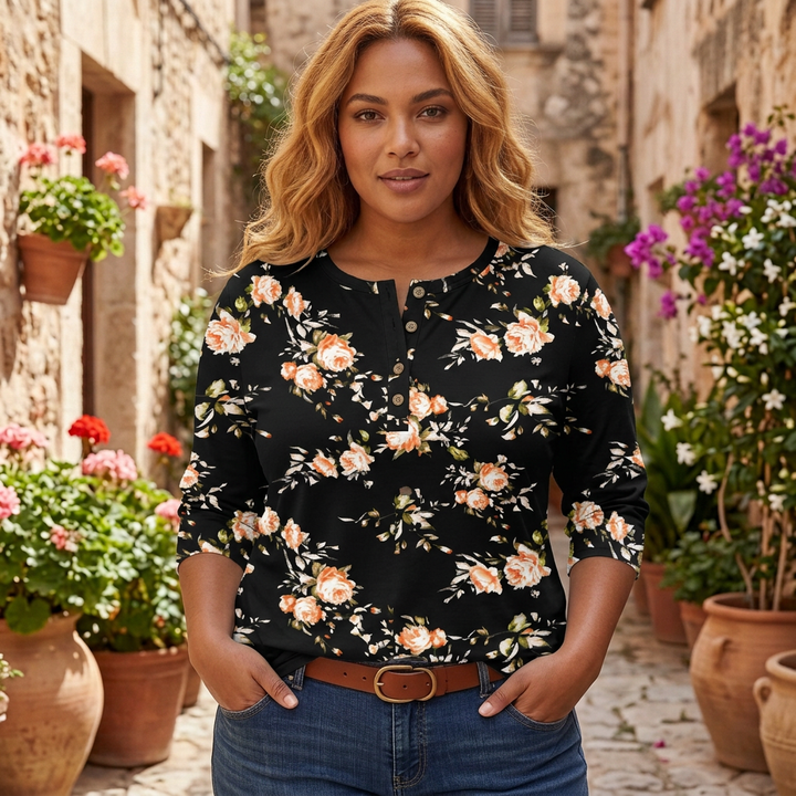 Clemence | Vintage Tuin Bloemenprint Dames Top