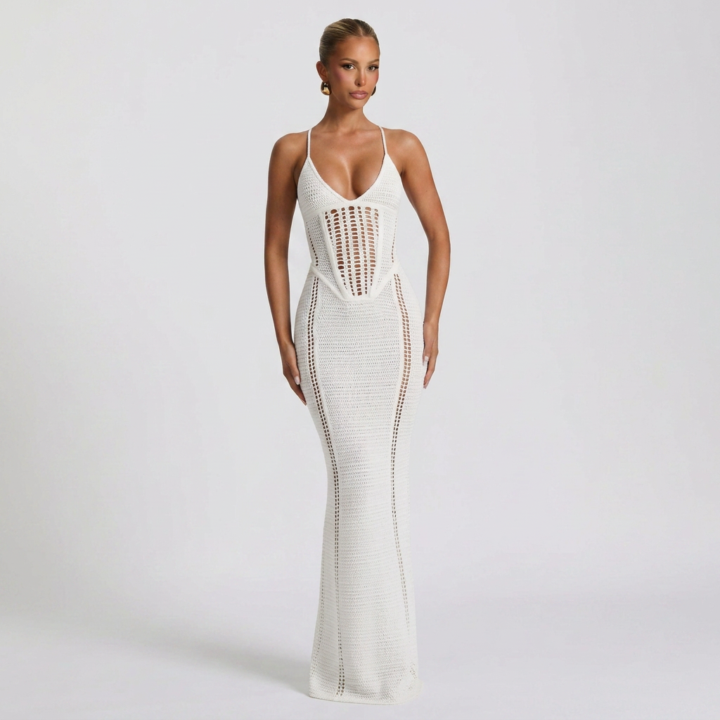 Monroe Maxi Jurk - Pruim Bruin