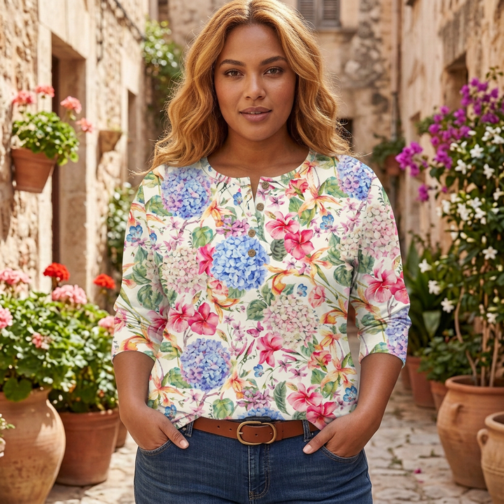 Clemence | Vintage Tuin Bloemenprint Dames Top
