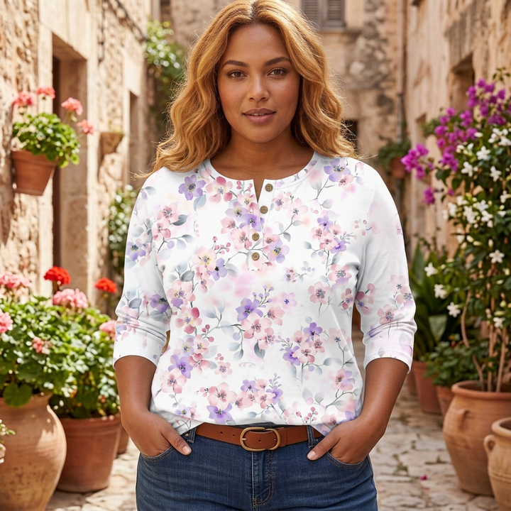Clemence | Vintage Tuin Bloemenprint Dames Top